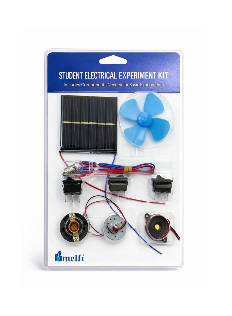 Melfi Solar Circuit Experiment Kit for Students | DIY Educational Electrical Project Set with Solar Panel, Motor, Bulb, Buzzer & Switches - Image 1